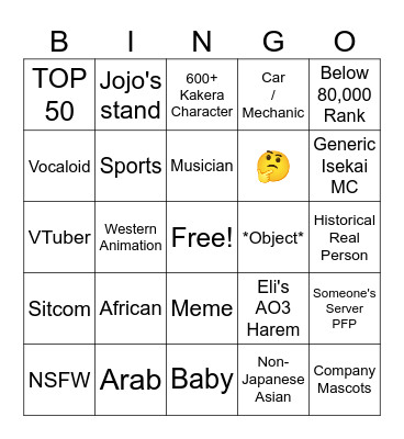 Mudae Bingo Card