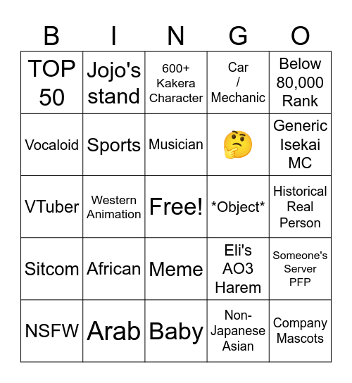 Mudae Bingo Card