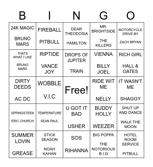MCKENNZIE'S PLAYLIST Bingo Card