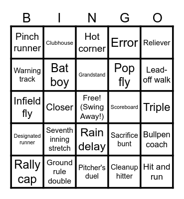 Baseball Bingo #3 Bingo Card