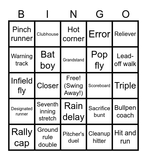 Baseball Bingo #3 Bingo Card