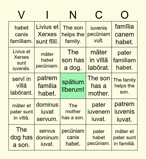 familia Cerberi Bingo Card