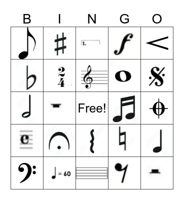 Music Reading Bingo Card