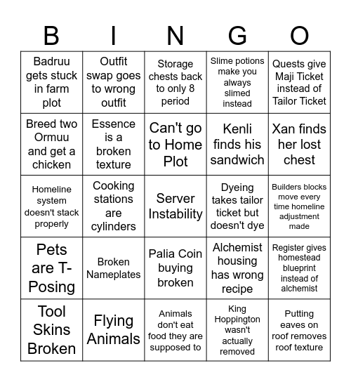 Patch Bingo Card