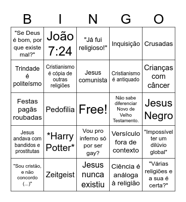Bingo não-cristão Bingo Card