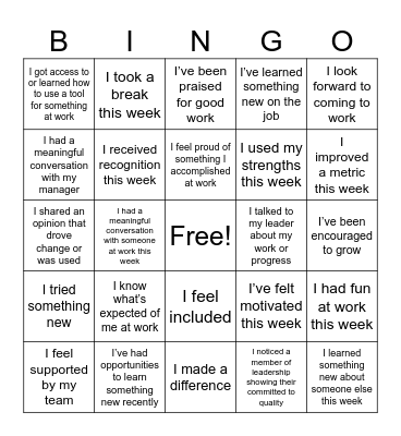 Gallup Engagement Bingo Card