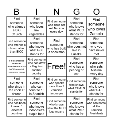 IVEP & YAMEN Reunion 2016 Bingo Card