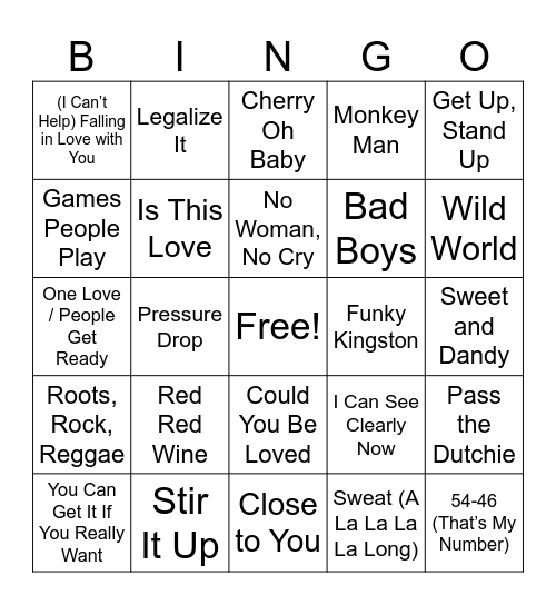 ISLAND VIBES MUSIC BINGO ROUND 1 Bingo Card