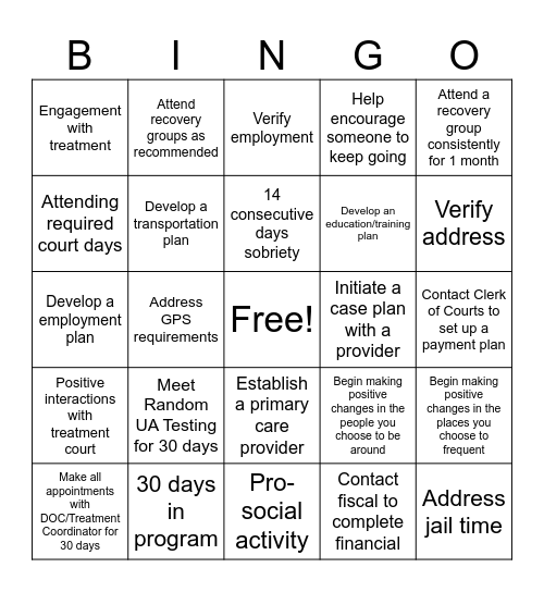 OWI Track 2 Phase 1 Bingo Card