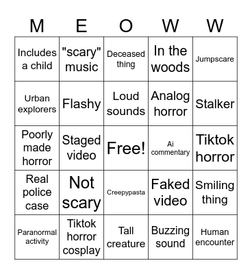 Horror compilation Bingo Card