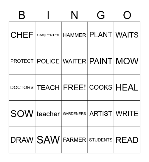 CAREERS  Bingo Card