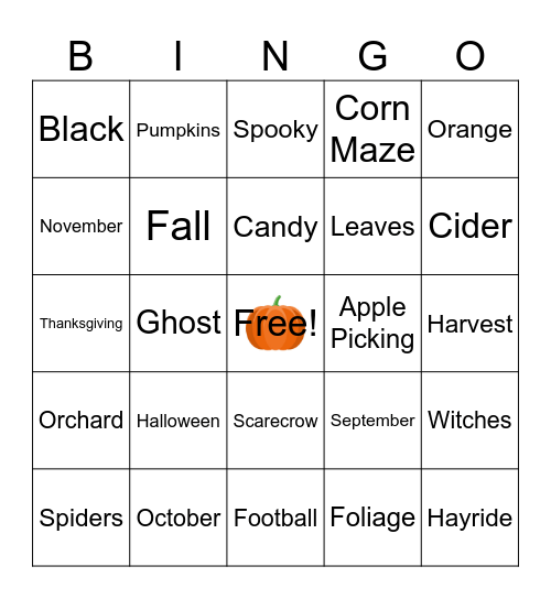 Autumn Bingo Card