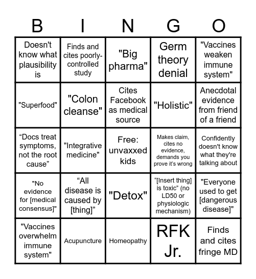 Alt medicine Bingo Card