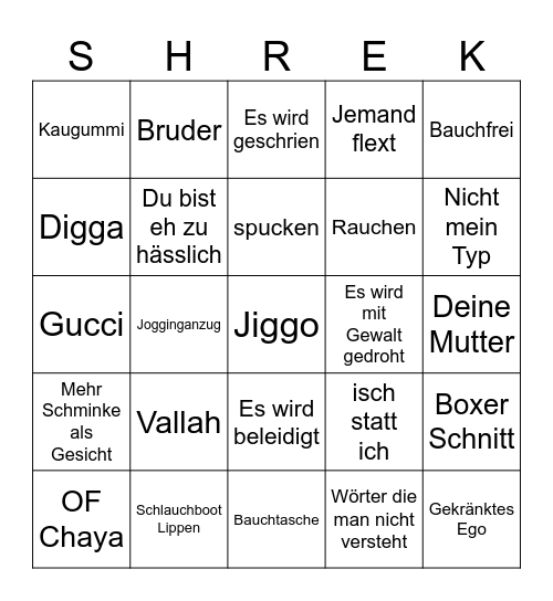 Frankfurt Steet Tinder Bingo Card
