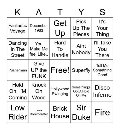 FUNK YOU UP Bingo Card