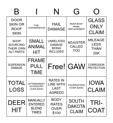 AUDITOR BINGO Card
