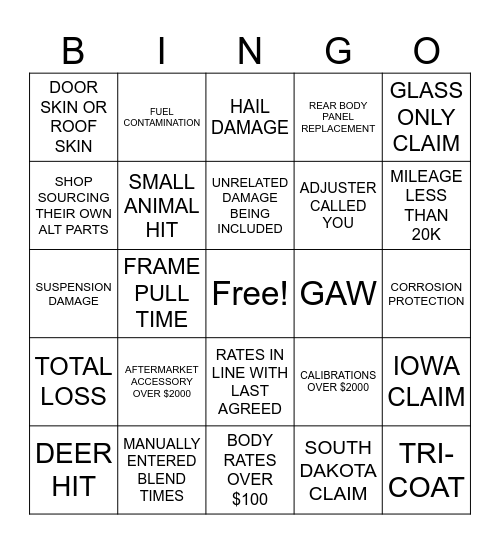 AUDITOR BINGO Card