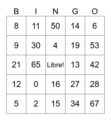 French Class Bingo Card