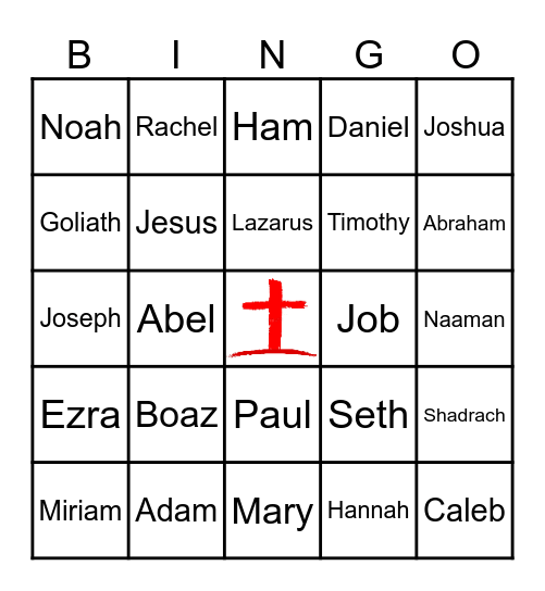 Bilbe Character Bingo Card