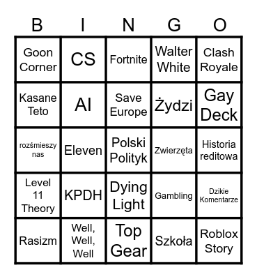 Bingo Bango Bongo, Bish Bash Bosh Bingo Card
