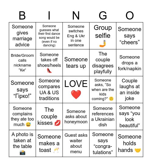 ❤️ Love & Laughter Bingo ❤️ Bingo Card