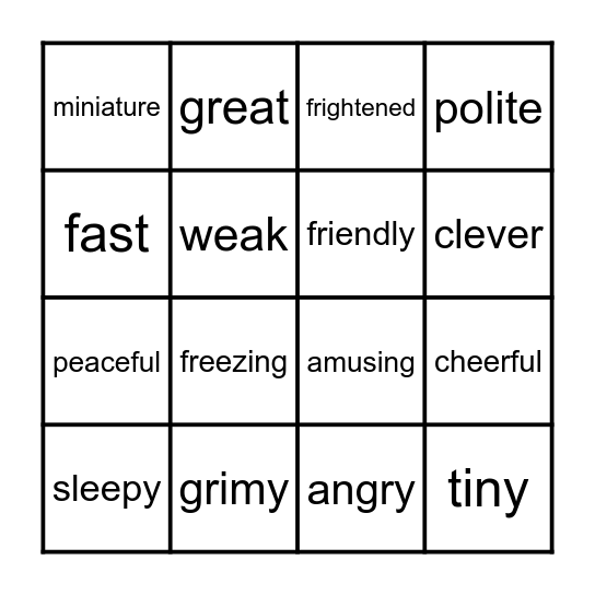 SYNONYM BINGO Card