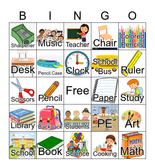 Back to School Bingo Card
