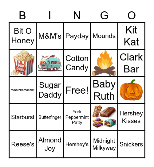 Candy Bar Bingo Card