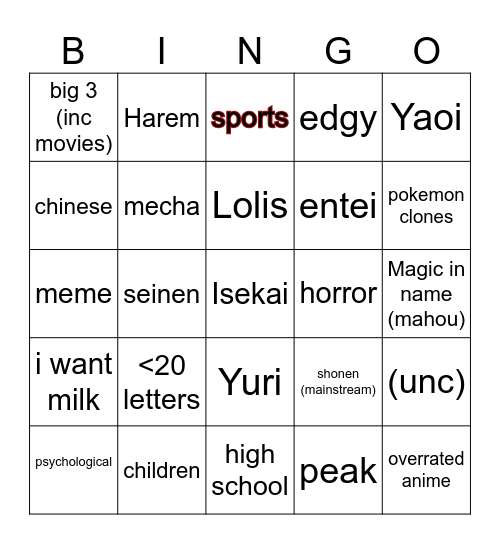 anime random hianime bingo bs idgaf no more Bingo Card