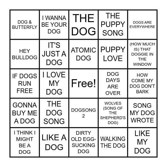 MAN'S BEST FRIEND Bingo Card