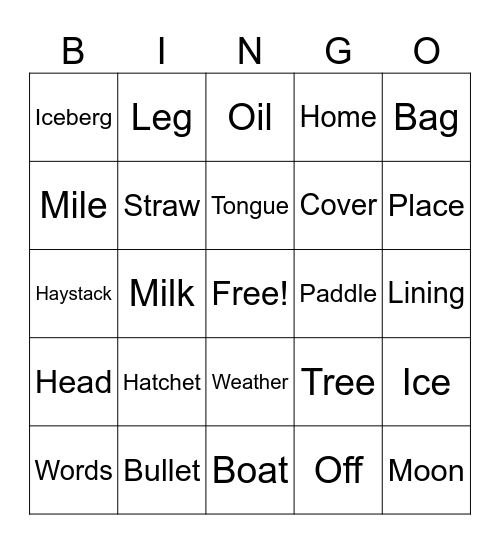TRingo! #32 Idioms! Bingo Card