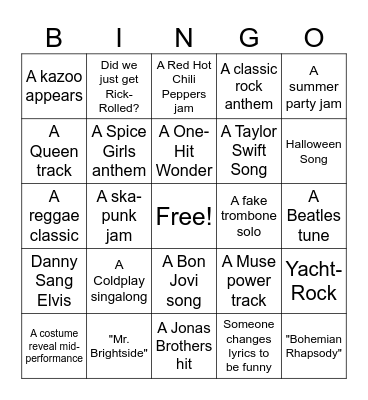 Warped Karaoke Bingo Night Bingo Card