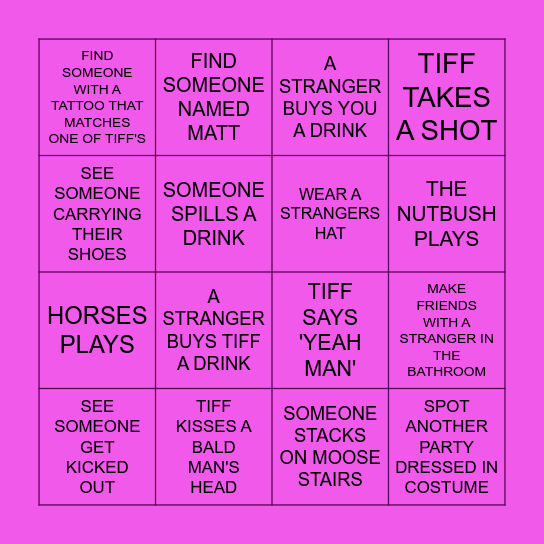 TIFF'S BIRTHDAY BINGO Card