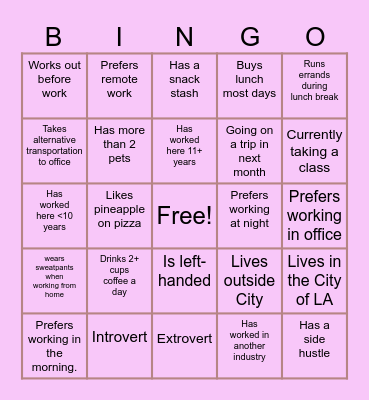 Office Bingo Card