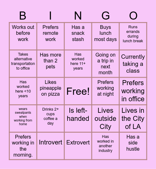 Office Bingo Card