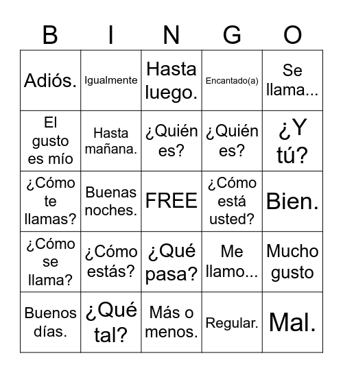 Capítulo preliminar - Sec. 1-4 Bingo Card