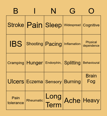 Pain Awareness Month Bingo Card