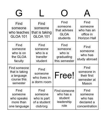 Find Someone Who Bingo Card