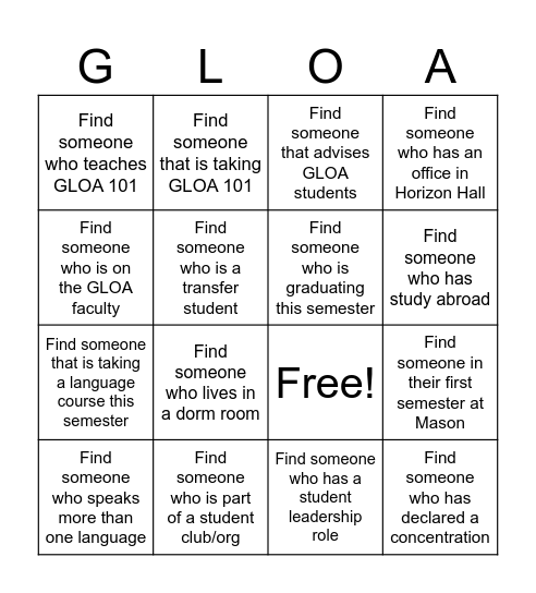 Find Someone Who Bingo Card