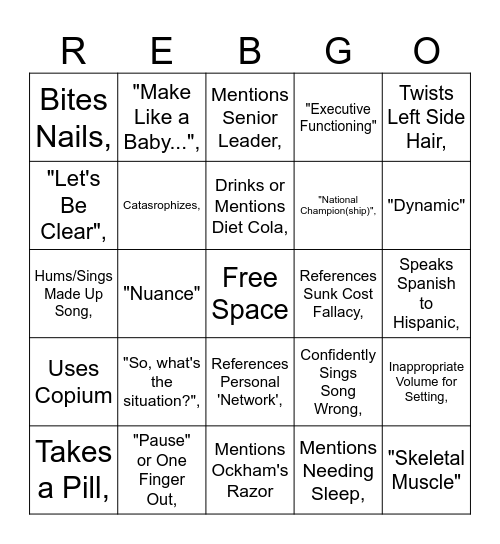Black Bag Bingo Card