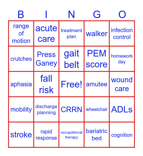 REHAB WEEK 2025 Bingo Card