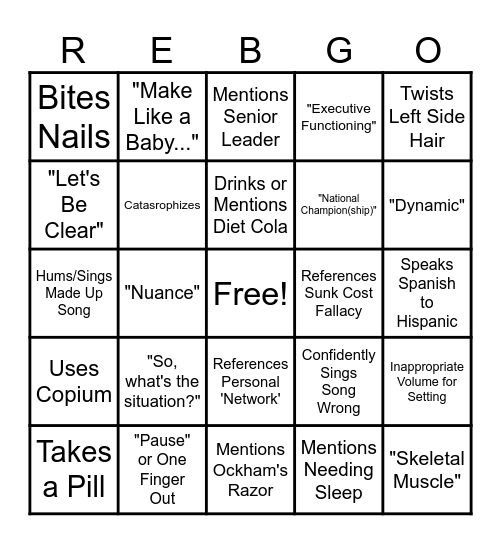 Black Bag Bingo Card