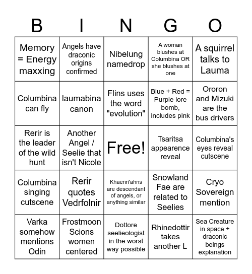 6.x bingo Card