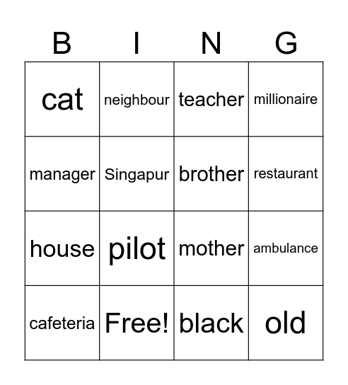 Quail Bingo Card