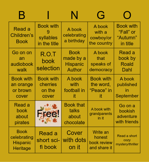 🍂September R.O.T Bingo Card