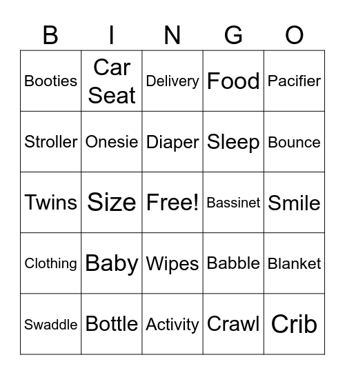 Anne & Nick's Baby Shower Bingo Card