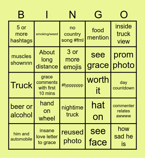 WILL TIKTOK BINGO Card