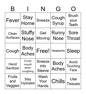 Cold and Flu Bingo Card