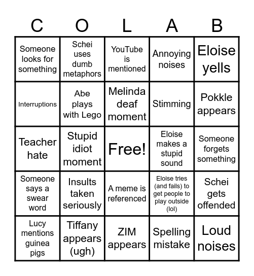 Co-Lab Bingo Card