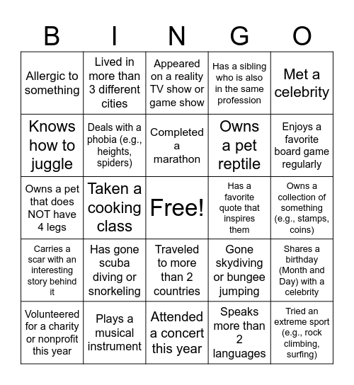 EAE Bingo Card